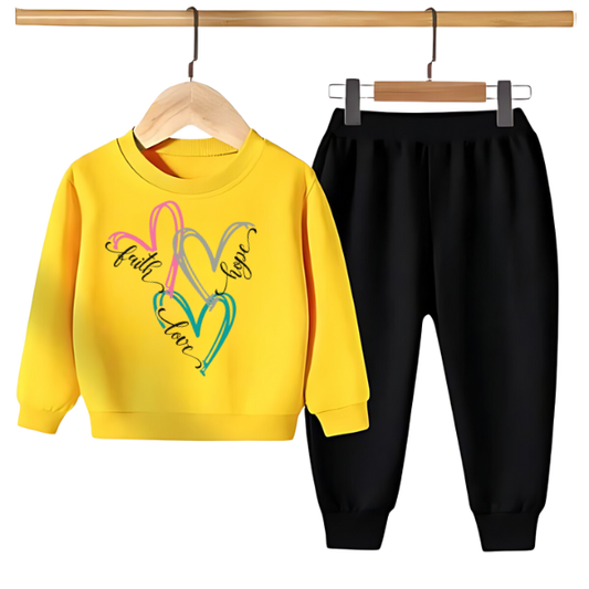 FAITH,LOVE,HOPE PRINTED SWEATSHIRT SET