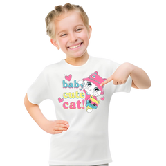 Baby Cat Printed T Shirt For Kids