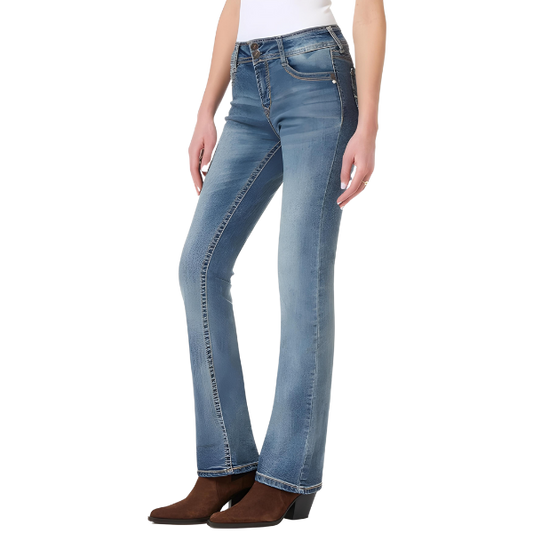 BELL BOTTOM STRETCHABLE JEANS FOR WOMEN- BLUE