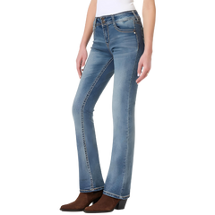 BELL BOTTOM STRETCHABLE JEANS FOR WOMEN- BLUE