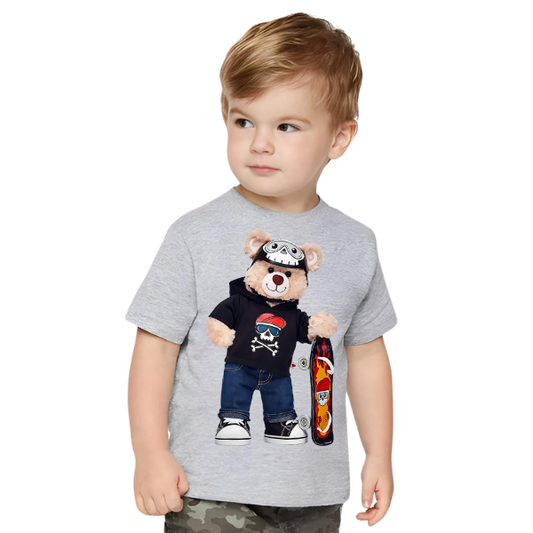 TEDDY BEAR SKATEBOARD KIDS T SHIRT