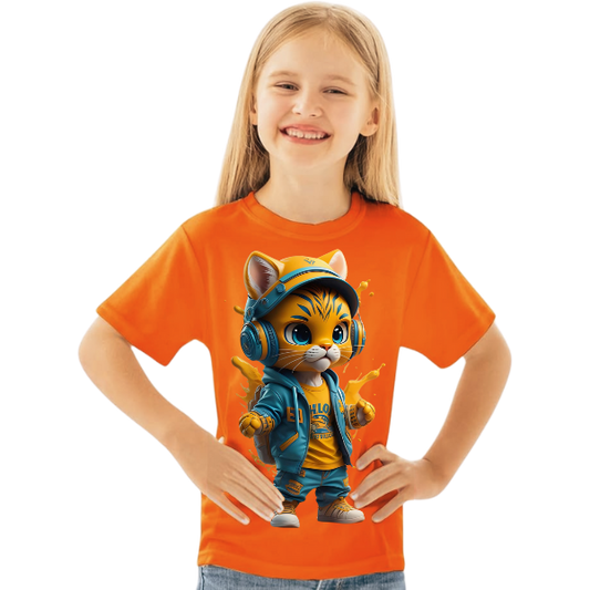 Cool Cat Printed T Shirt For Kids