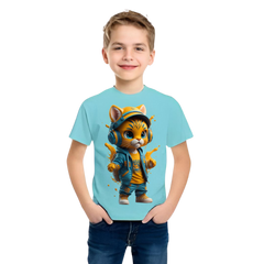 Cool Cat Printed T Shirt For Kids