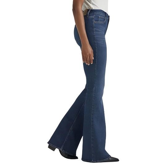 BELL BOTTOM STRETCHABLE MID RISE JEANS FOR WOMEN-  BLUE