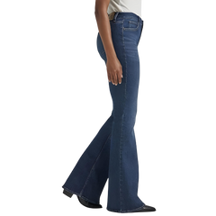 BELL BOTTOM STRETCHABLE MID RISE JEANS FOR WOMEN-  BLUE