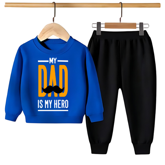 MY DAD IS MY HERO PRINTED SWEATSHIRT SET