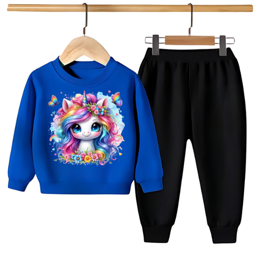 CUTE UNICORN PRINTED SWEATSHIRT SET