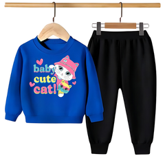 BABY CUTE CAT PRINTED SWEATSHIRT SET