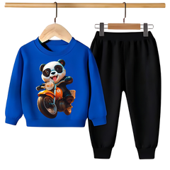 PANDA RIDE ON BIKE PRINTED SWEATSHIRT SET