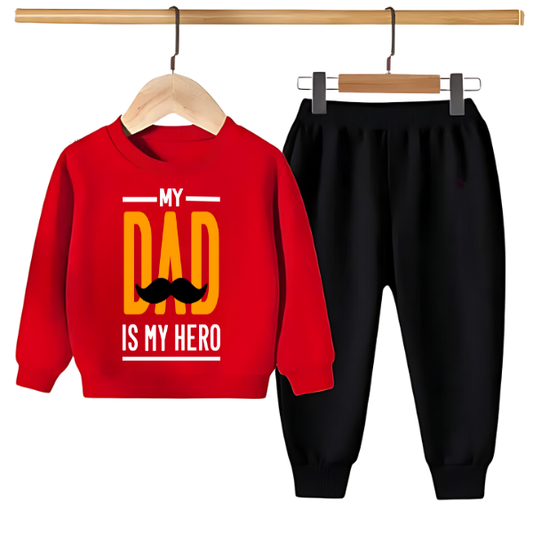 MY DAD IS MY HERO PRINTED SWEATSHIRT SET