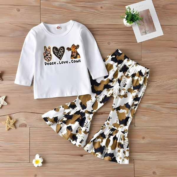 PEACE LOVE COWS PRINTED SET