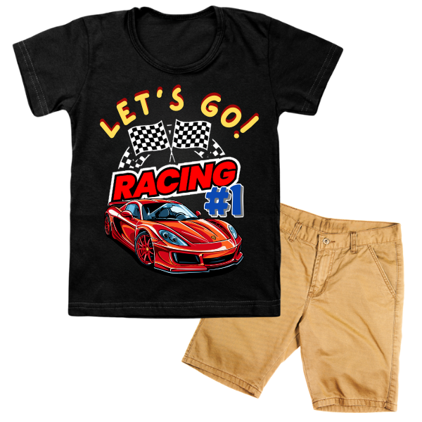 Lets Go!  Shirt with Khaki Short Set