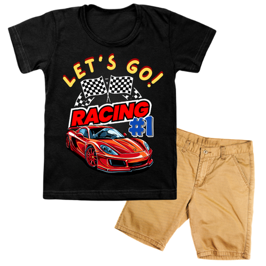 Lets Go!  Shirt with Khaki Short Set