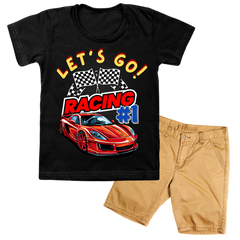 Lets Go!  Shirt with Khaki Short Set