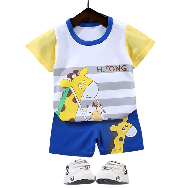 GIRAFFE TONG SHORT SLEEVE SET KIDS WEAR