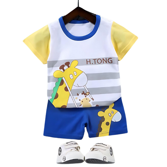 GIRAFFE TONG SHORT SLEEVE SET KIDS WEAR