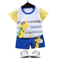 GIRAFFE TONG SHORT SLEEVE SET KIDS WEAR