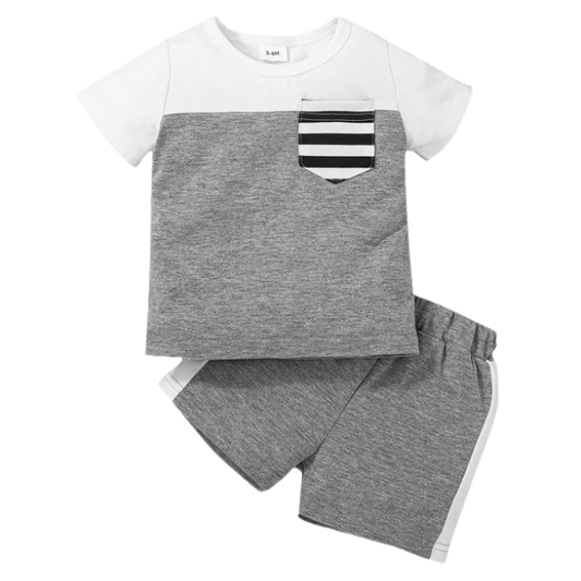 Grey and White Short Sleeve Kids Wear