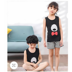 BLACK SANDO SHORT SLEEVE SET KIDS WEAR