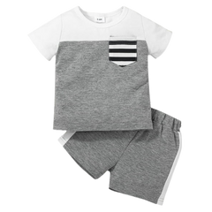 Grey and White Short Sleeve Kids Wear