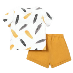 FEATHER PRINTED SHORT SLEEVE SET KIDS WEAR