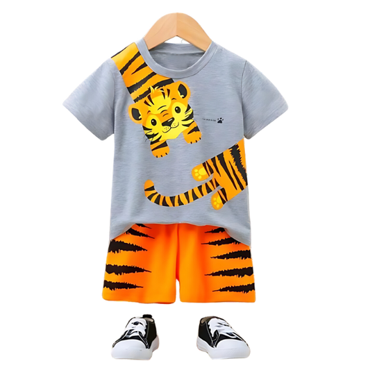 TIGER SHORT SLEEVE SET KIDS WEAR