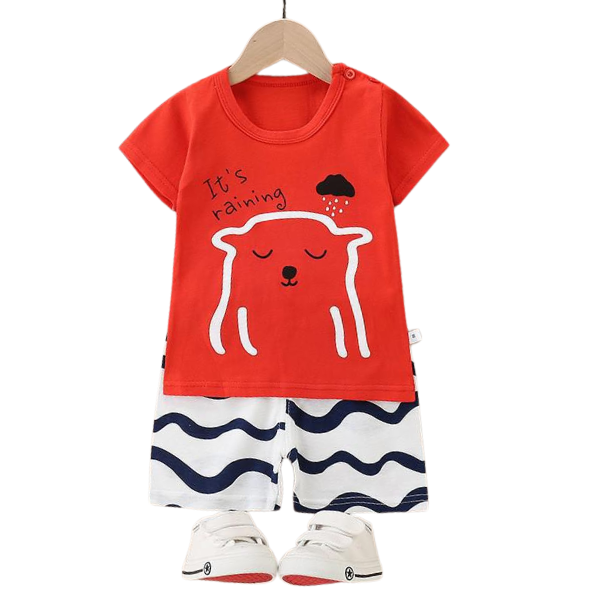 ITS RAINING SHORT SLEEVE SET KIDS WEAR