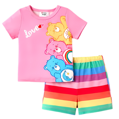 Love Pink Bear Printed Kids Short Sleeve Kids Wear