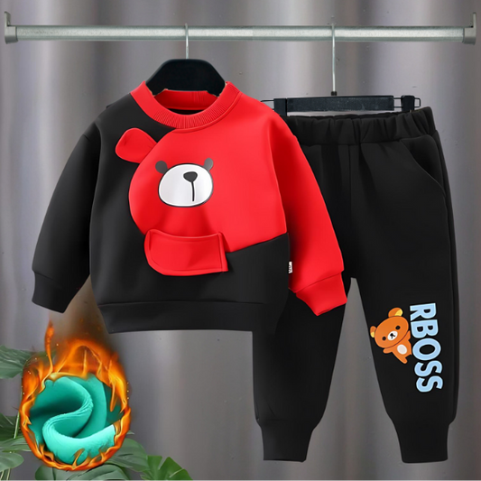 BOSS BEAR PRINTED KIDS SWEATSHIRT SET