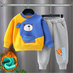 BOSS BEAR PRINTED KIDS SWEATSHIRT SET