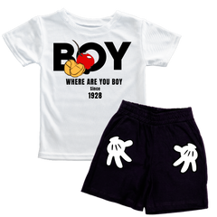 BOY White Shirt with Black Short Set