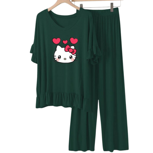 Bottle Green Frock Flapper style Loungewear - AL TAQWA