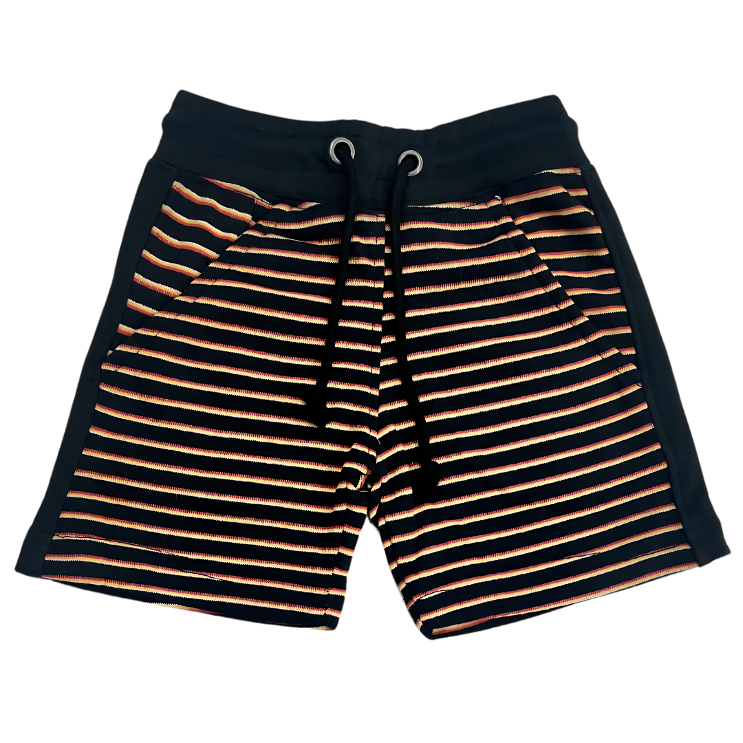 Black Stripe Cotton Terry Short