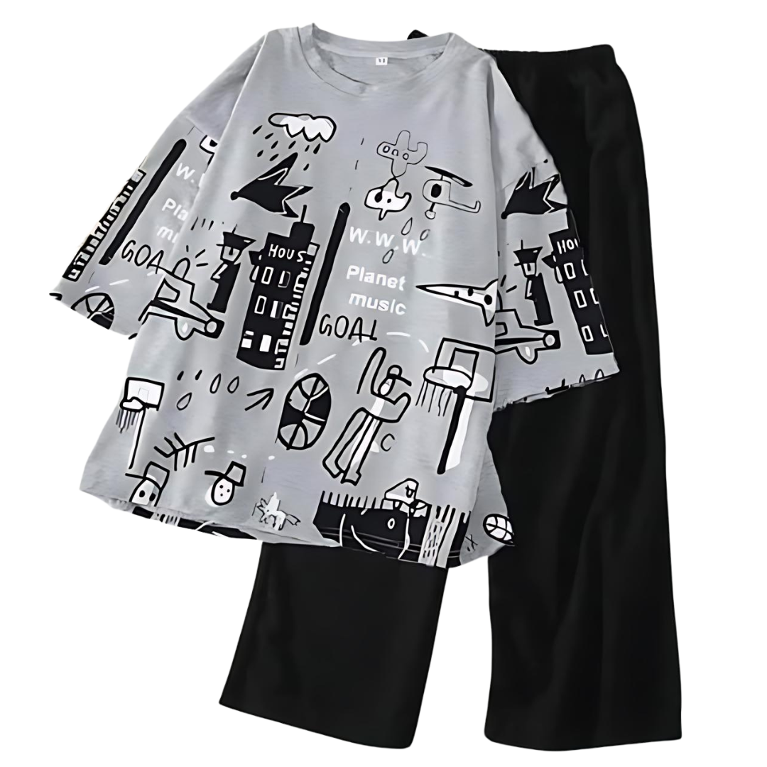 GRAPHICS PRITED WOMEN PJ SET