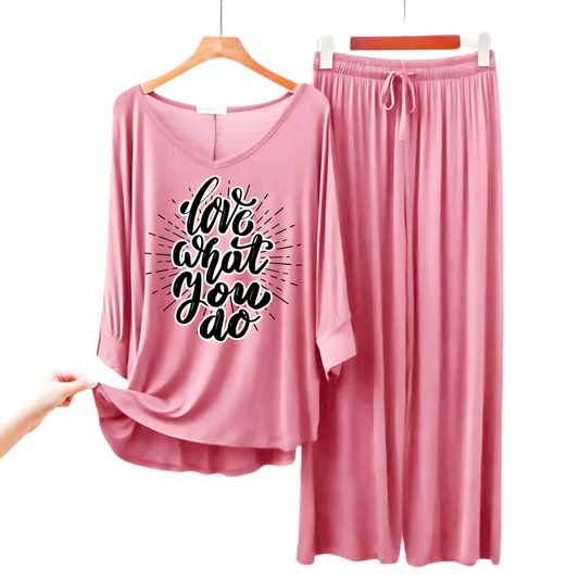 Baby Pink V-Neck Women Night Suit PJ Set - AL TAQWA