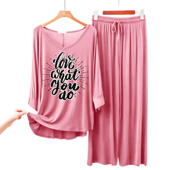 Baby Pink V-Neck Women Night Suit PJ Set - AL TAQWA