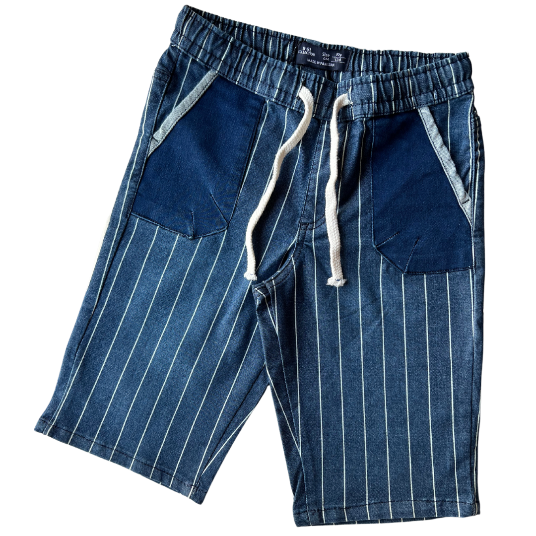 KIDS STRIPE BLUE COTTON SHORT