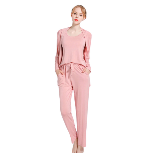 Long Sleeve Women Night Suit PJ Set 3 Pieces - AL TAQWA