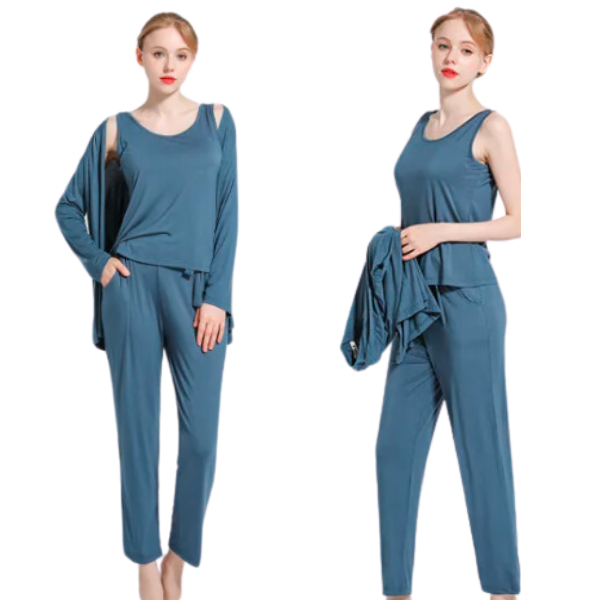 Long Sleeve Women Night Suit PJ Set 3 Pieces - AL TAQWA