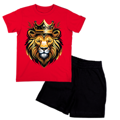 Golden Lion King Shirt with Black Short Set