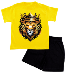 Golden Lion King Shirt with Black Short Set