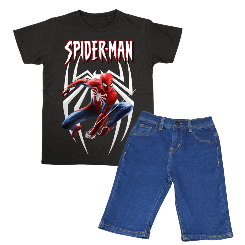 SPIDER MAN SHIRT WITH  DENIM SHORT