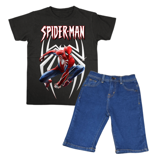 SPIDER MAN SHIRT WITH  DENIM SHORT