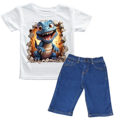 Dino Shirt with Blue Short Set