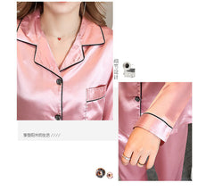 Baby Pink Silk Night Suit Turn Down Collar Long Sleeves - AL TAQWA