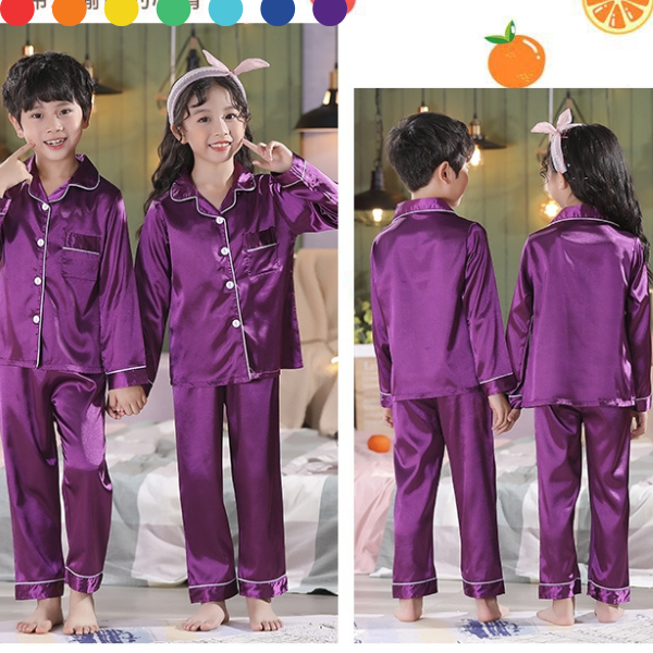 Purple Kids Silk Pajamas Set - AL TAQWA